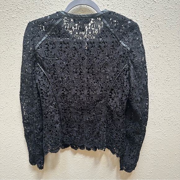 INC Classy Crochet Lace Sheer Open Work Zip Jacket Small Whimsygoth Office - Picture 4 of 8